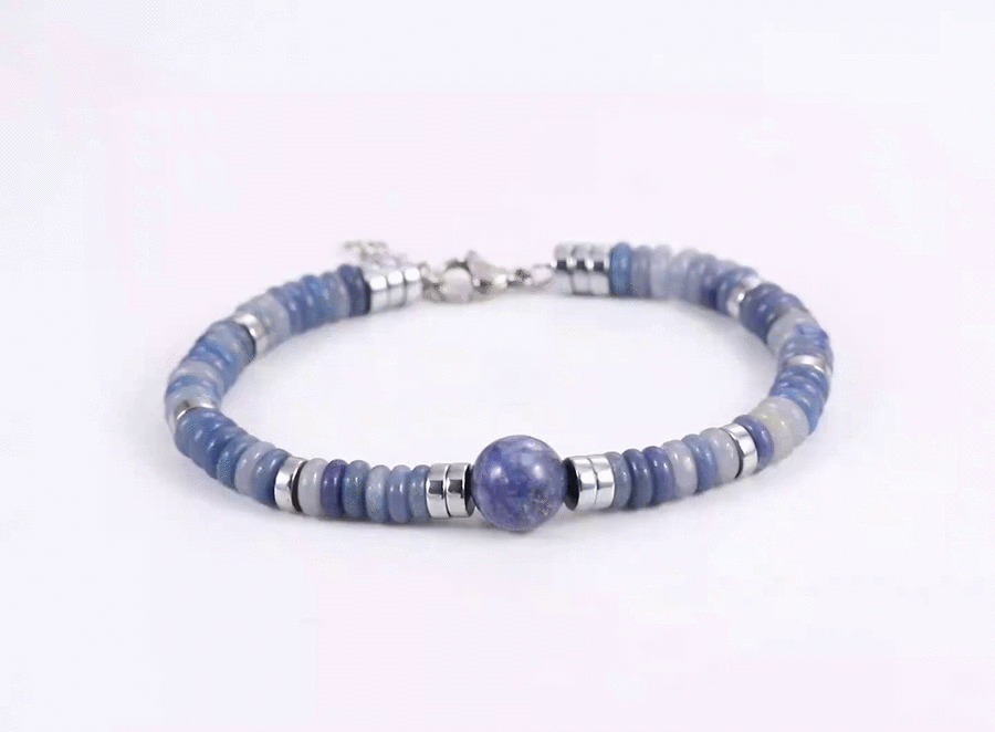 BSS1126 STAINLESS STEEL & NATURAL STONE BEADS BRACELET