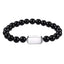 BSS1127 STAINLESS STEEL ELASTIC BEADS BRACELET WITH ID PLATE