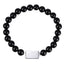 BSS1127 STAINLESS STEEL ELASTIC BEADS BRACELET WITH ID PLATE