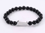 BSS1127 STAINLESS STEEL ELASTIC BEADS BRACELET WITH ID PLATE