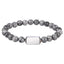 BSS1127 STAINLESS STEEL ELASTIC BEADS BRACELET WITH ID PLATE
