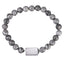 BSS1127 STAINLESS STEEL ELASTIC BEADS BRACELET WITH ID PLATE