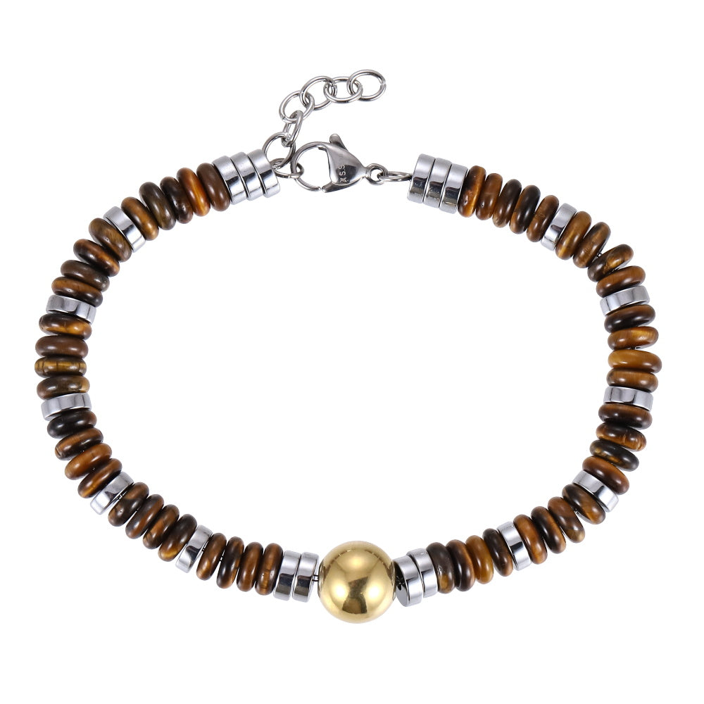 BSS1128 STAINLESS STEEL & HEMATITE BEADS BRACELET