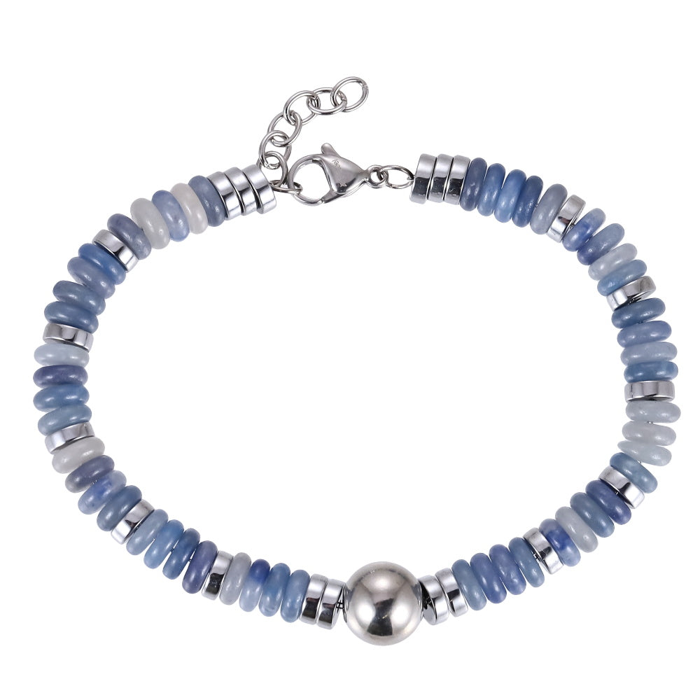 BSS1128 STAINLESS STEEL & HEMATITE BEADS BRACELET