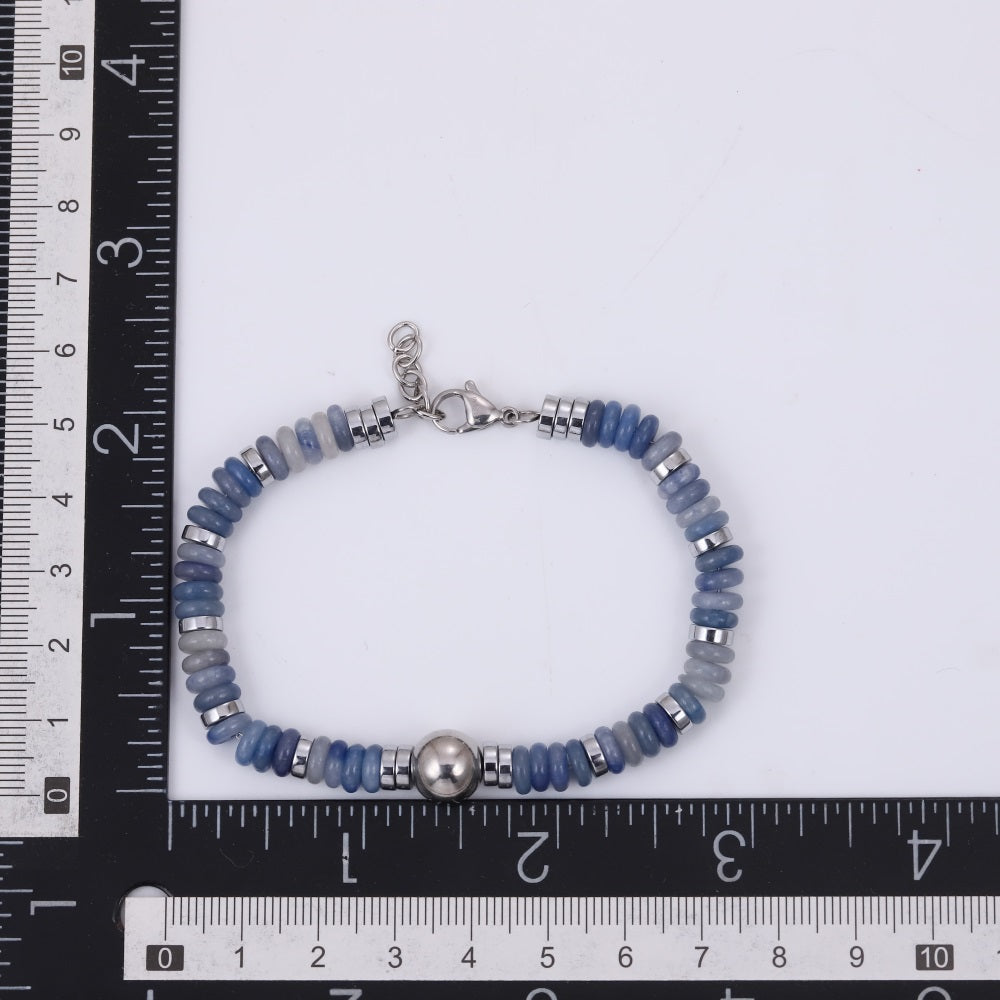 BSS1128 STAINLESS STEEL & HEMATITE BEADS BRACELET