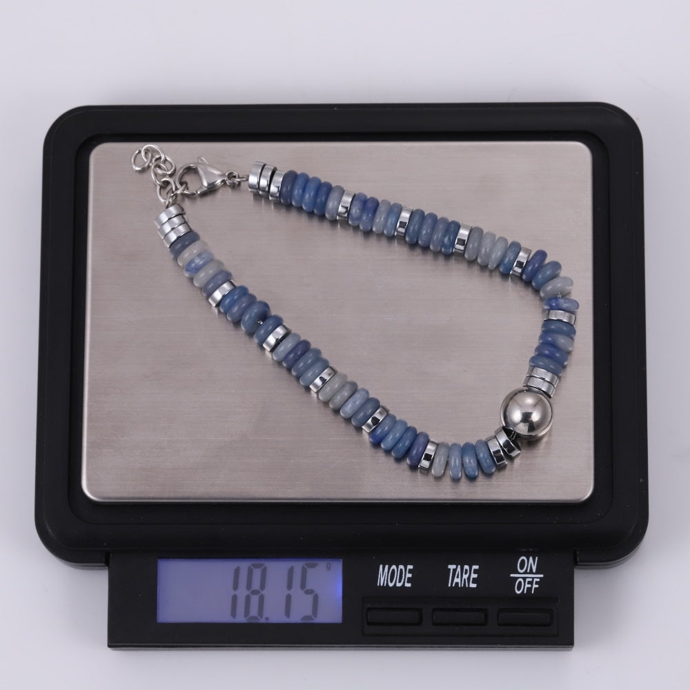 BSS1128 STAINLESS STEEL & HEMATITE BEADS BRACELET