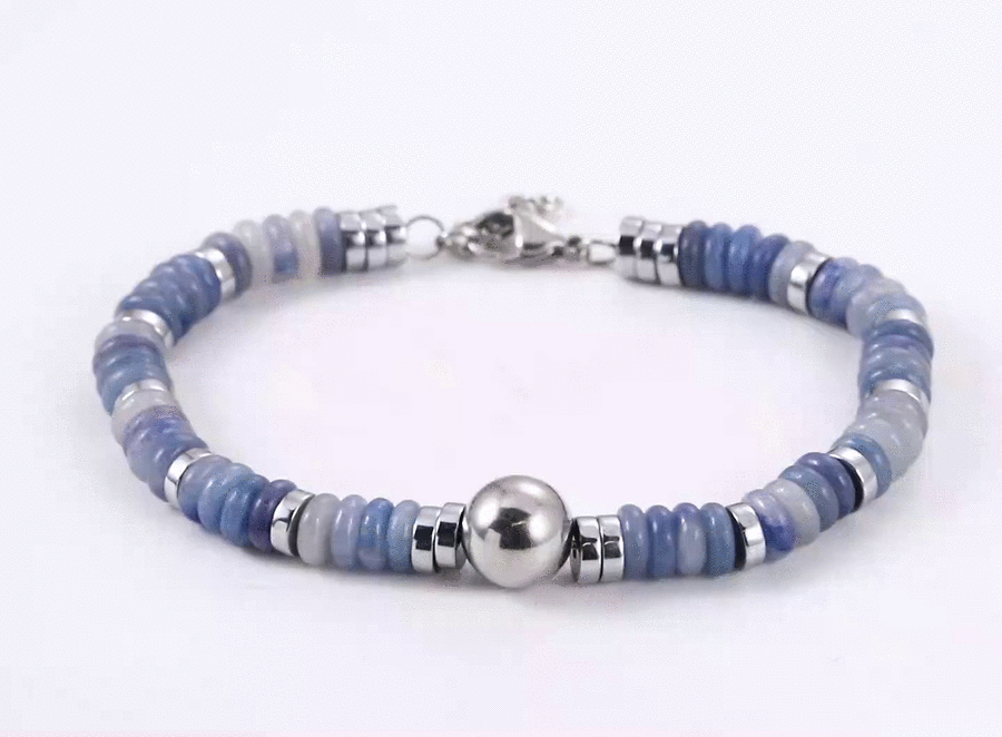 BSS1128 STAINLESS STEEL & HEMATITE BEADS BRACELET