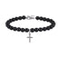 BSS1129 STAINLESS STEEL NATURAL STONE BEADS BRACELET WITH CROSS CHARM