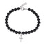 BSS1129 STAINLESS STEEL NATURAL STONE BEADS BRACELET WITH CROSS CHARM