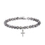 BSS1129 STAINLESS STEEL NATURAL STONE BEADS BRACELET WITH CROSS CHARM