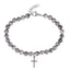 BSS1129 STAINLESS STEEL NATURAL STONE BEADS BRACELET WITH CROSS CHARM