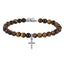 BSS1129 STAINLESS STEEL NATURAL STONE BEADS BRACELET WITH CROSS CHARM