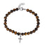 BSS1129 STAINLESS STEEL NATURAL STONE BEADS BRACELET WITH CROSS CHARM