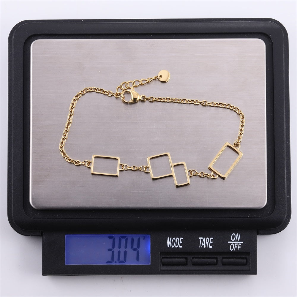 BSS1131 STAINLESS STEEL BRACELET WITH GEOMETRIC DESIGN