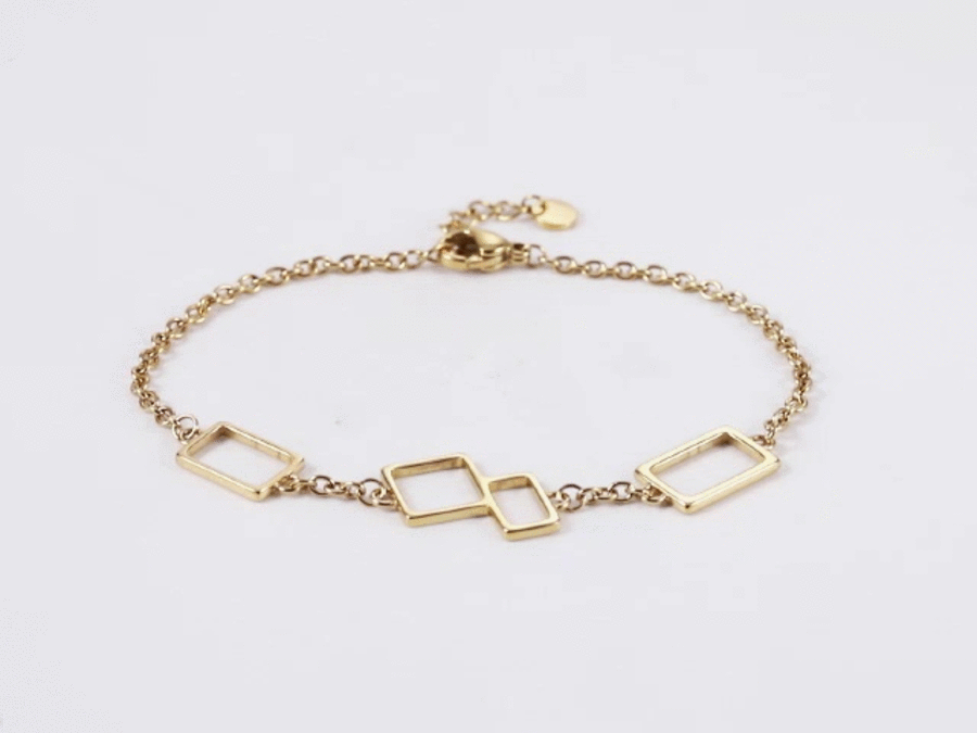 BSS1131 STAINLESS STEEL BRACELET WITH GEOMETRIC DESIGN