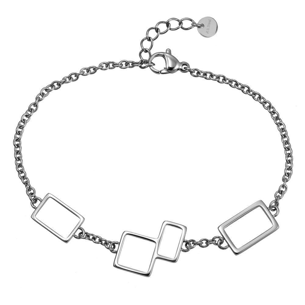 BSS1131 STAINLESS STEEL BRACELET WITH GEOMETRIC DESIGN