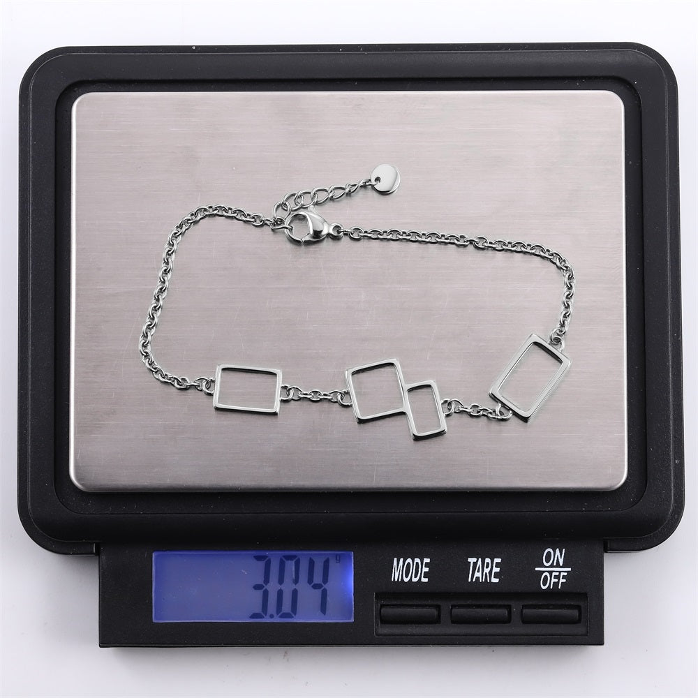 BSS1131 STAINLESS STEEL BRACELET WITH GEOMETRIC DESIGN
