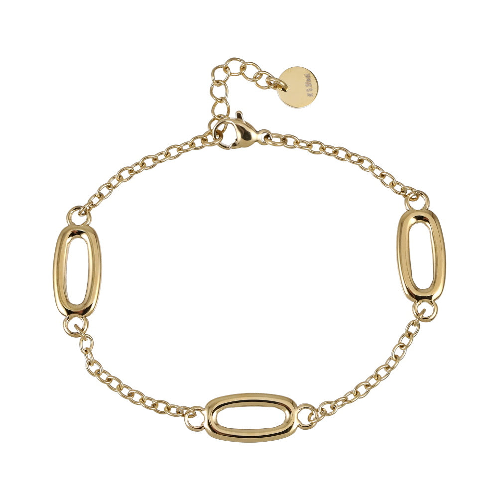 BSS1132 STAINLESS STEEL BRACELET WITH OVAL SHAPE LINK