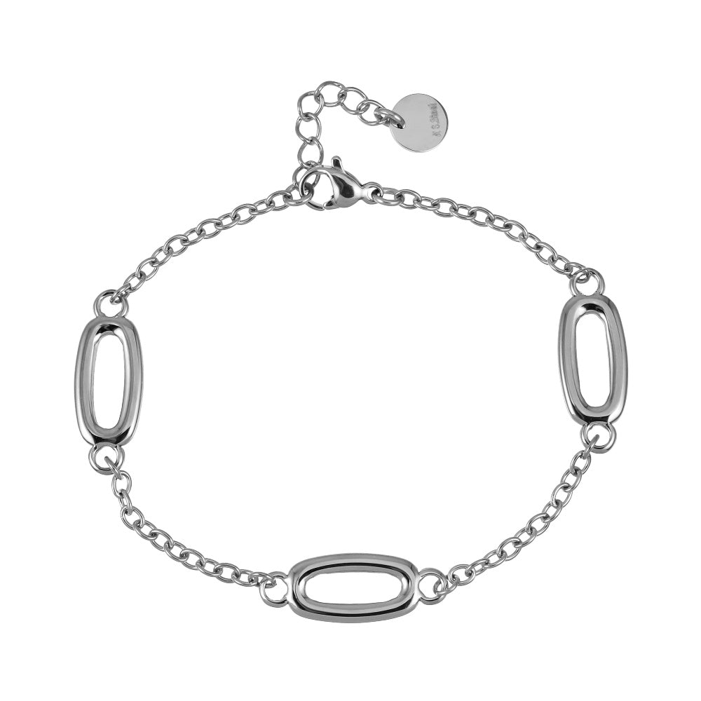 BSS1132 STAINLESS STEEL BRACELET WITH OVAL SHAPE LINK