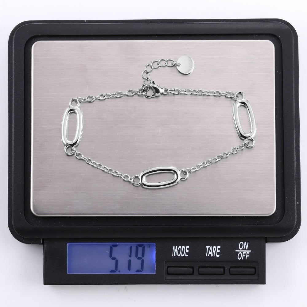 BSS1132 STAINLESS STEEL BRACELET WITH OVAL SHAPE LINK