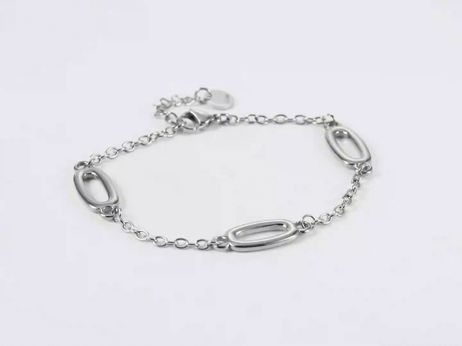 BSS1132 STAINLESS STEEL BRACELET WITH OVAL SHAPE LINK