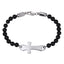 BSS1133 STAINLESS STEEL NATURAL STONE BEADS BRACELET WITH CROSS