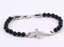 BSS1133 STAINLESS STEEL NATURAL STONE BEADS BRACELET WITH CROSS