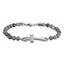 BSS1133 STAINLESS STEEL NATURAL STONE BEADS BRACELET WITH CROSS