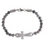 BSS1133 STAINLESS STEEL NATURAL STONE BEADS BRACELET WITH CROSS