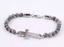 BSS1133 STAINLESS STEEL NATURAL STONE BEADS BRACELET WITH CROSS