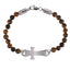BSS1133 STAINLESS STEEL NATURAL STONE BEADS BRACELET WITH CROSS