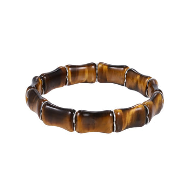 BSS1134 STAINLESS STEEL ELASTIC STRING BRACELET WITH NATURAL STONE