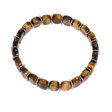 BSS1135 STAINLESS STEEL ELASTIC STRING BRACELET WITH NATURAL STONE