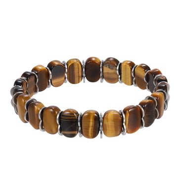 BSS1135 STAINLESS STEEL ELASTIC STRING BRACELET WITH NATURAL STONE