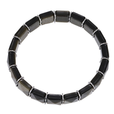BSS1136 STAINLESS STEEL ELASTIC STRING BRACELET WITH NATURAL STONE