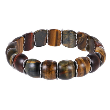 BSS1137 STAINLESS STEEL ELASTIC STRING BRACELET WITH NATURAL STONE