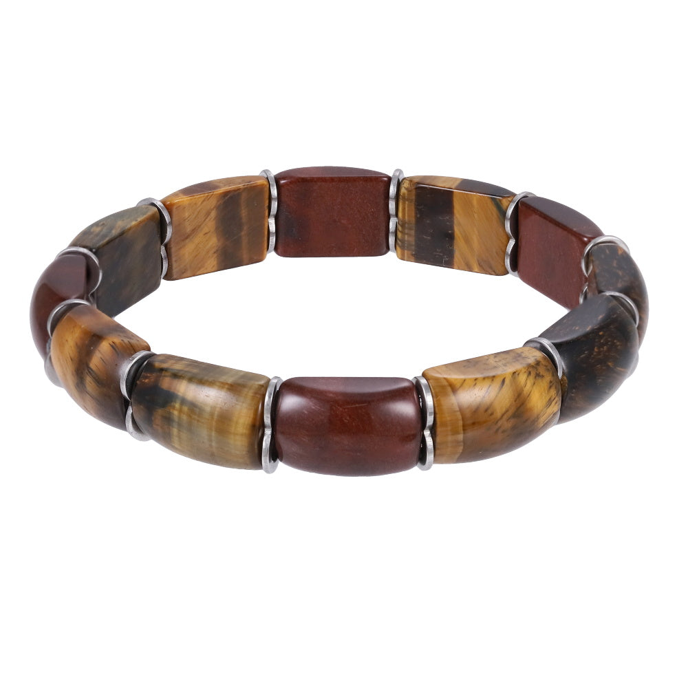 BSS1138 STAINLESS STEEL ELASTIC STRING BRACELET WITH NATURAL STONE