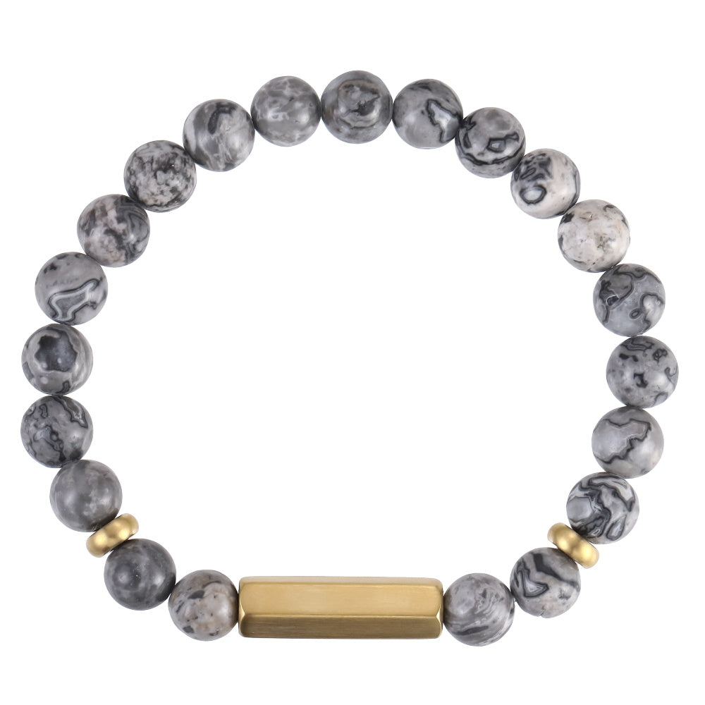 BSS1139 STAINLESS STEEL ELASTIC BEADS BRACELET