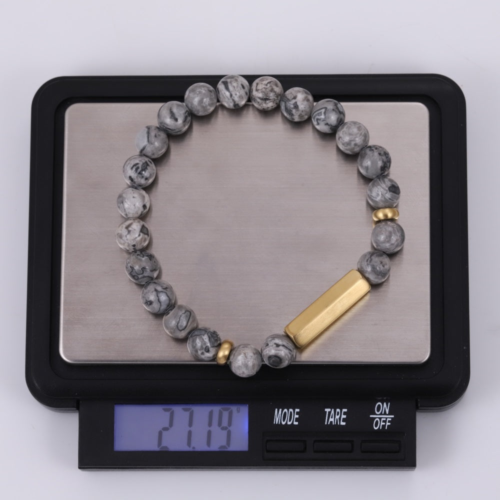 BSS1139 STAINLESS STEEL ELASTIC BEADS BRACELET