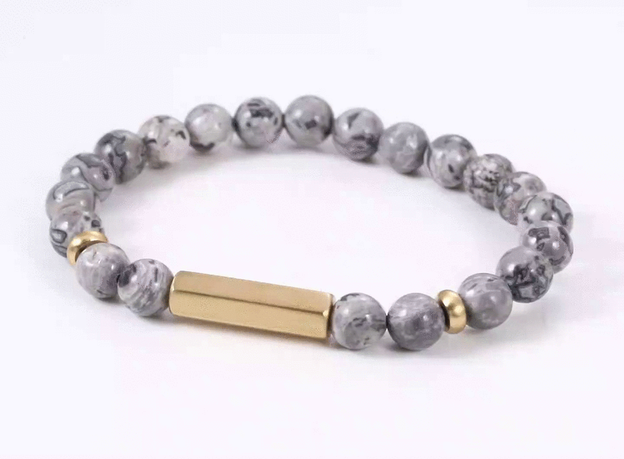 BSS1139 STAINLESS STEEL ELASTIC BEADS BRACELET