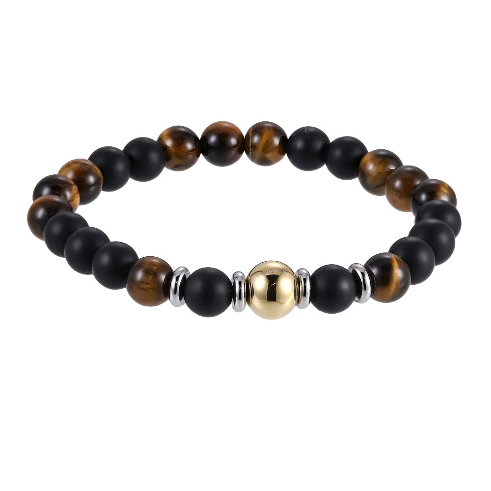 BSS1140 STAINLESS STEEL ELASTIC NATURAL STONE BEADS BRACELET