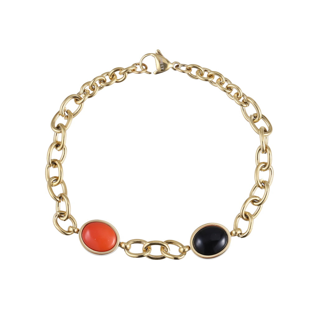BSS1141 STAINLESS STEEL BRACELET WITH OVAL STONE