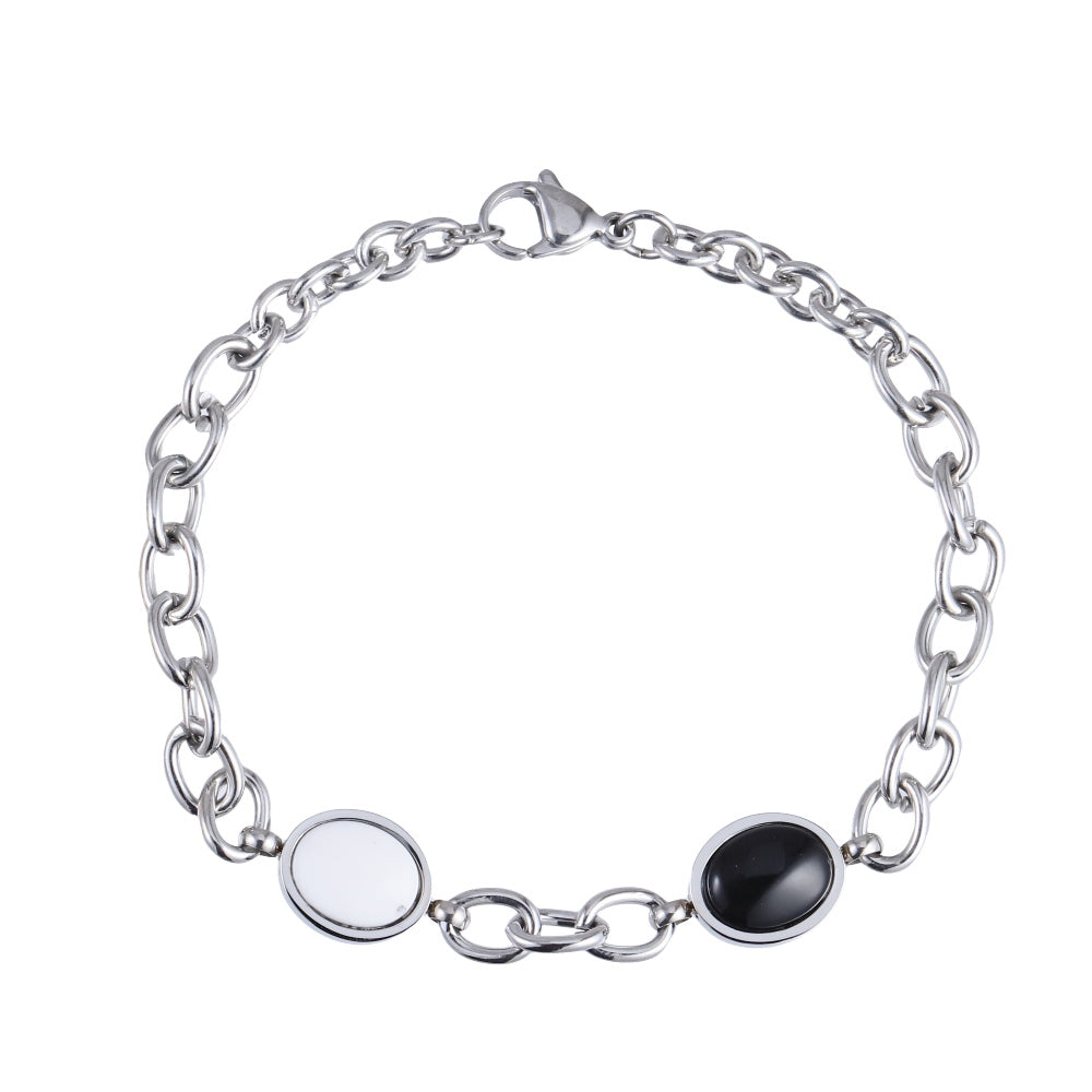 BSS1141 STAINLESS STEEL BRACELET WITH OVAL STONE
