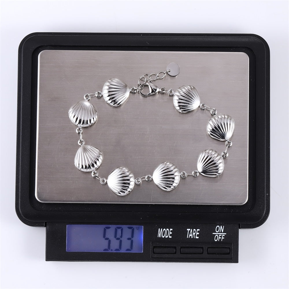BSS1142 STAINLESS STEEL SCALLOP SHELL BRACELET