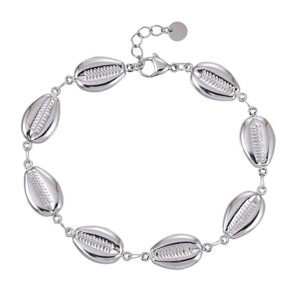 BSS1146 STAINLESS STEEL COWRIE SHELL BRACELET
