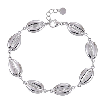 BSS1146 STAINLESS STEEL COWRIE SHELL BRACELET