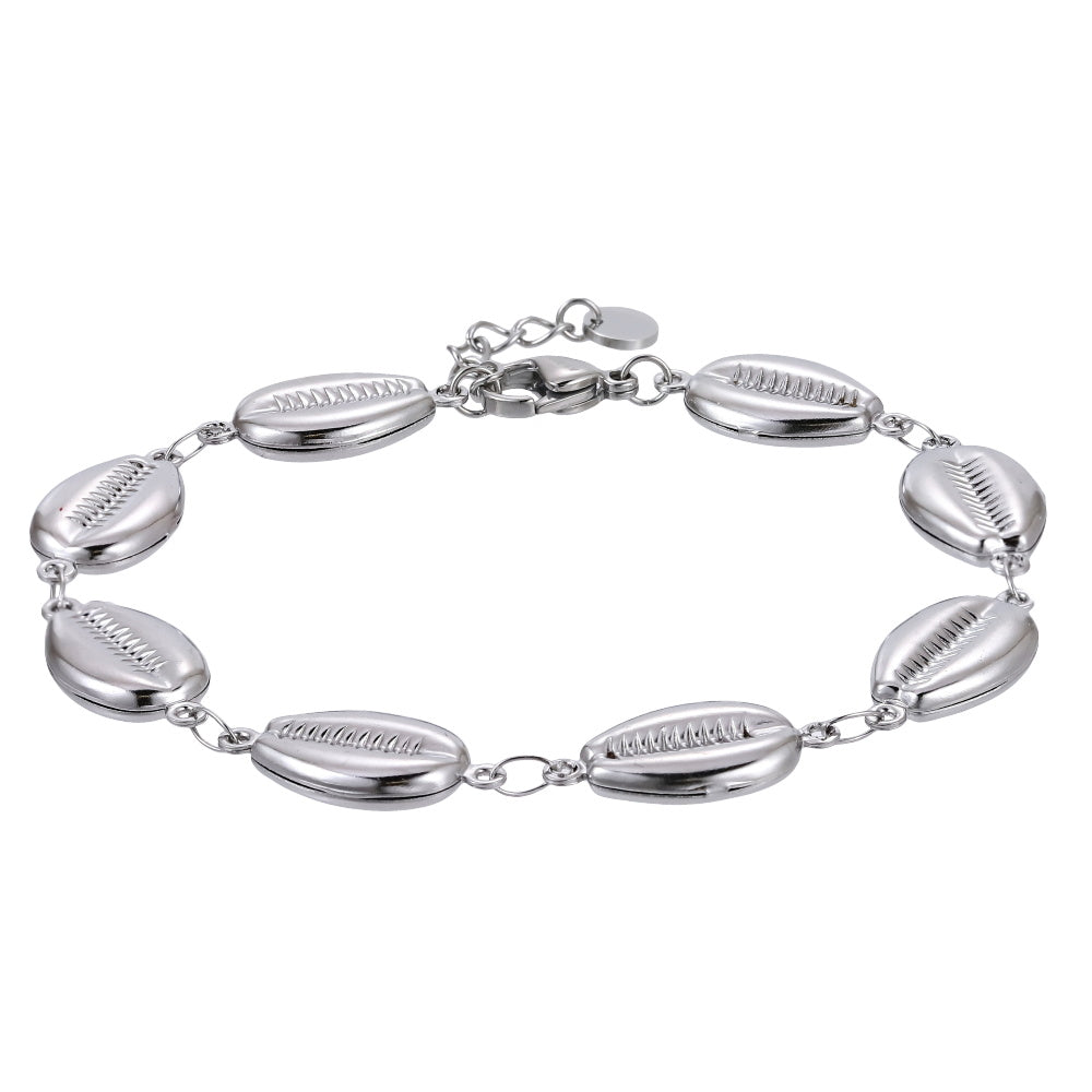 BSS1146 STAINLESS STEEL COWRIE SHELL BRACELET