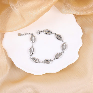 BSS1146 STAINLESS STEEL COWRIE SHELL BRACELET