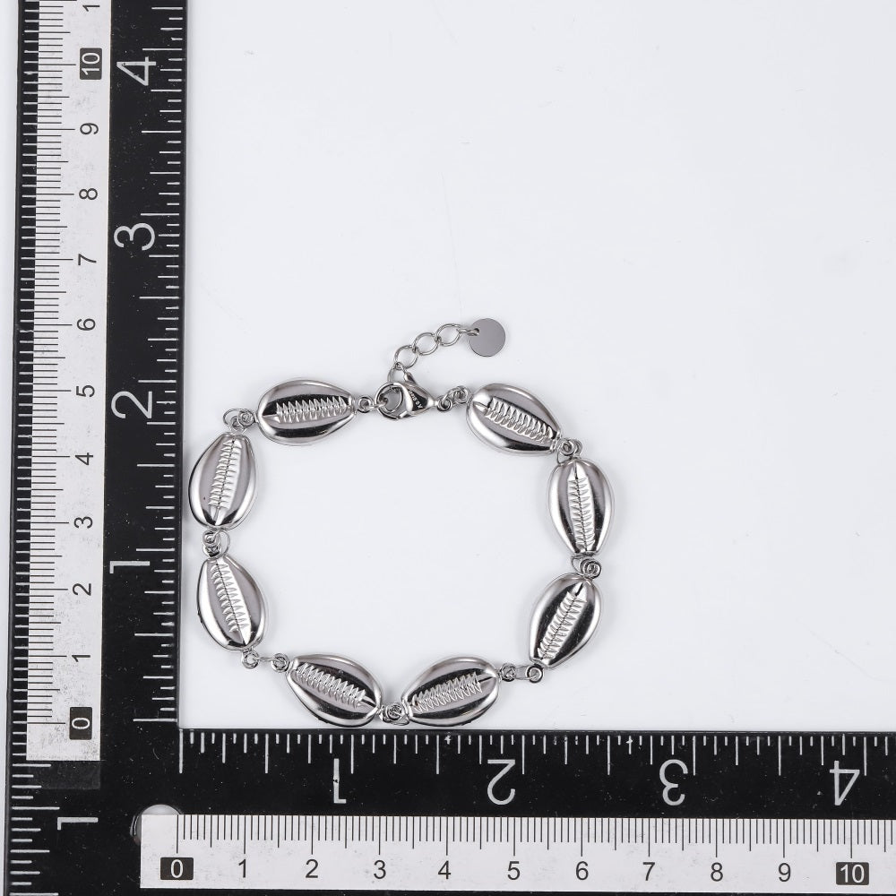 BSS1146 STAINLESS STEEL COWRIE SHELL BRACELET