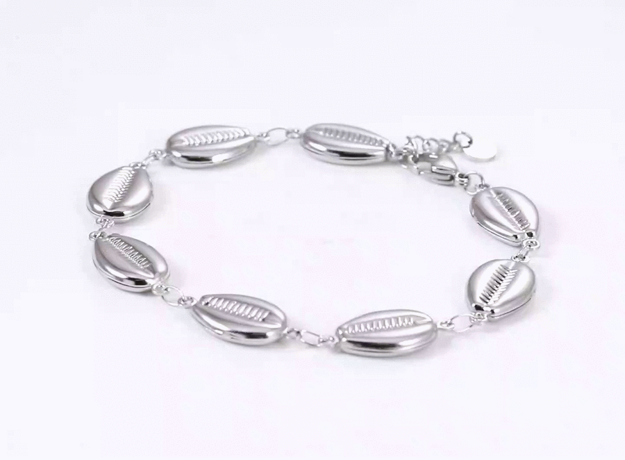 BSS1146 STAINLESS STEEL COWRIE SHELL BRACELET